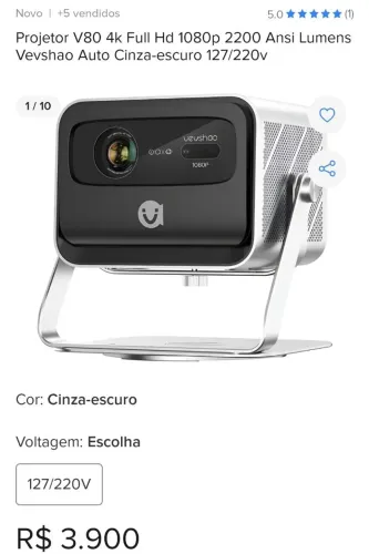 Projetor Vevshao V80 FullHD/4K