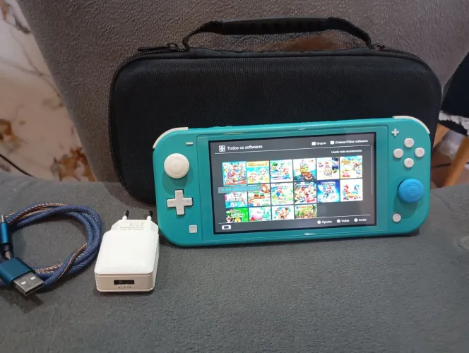 Nintendo switch lite desbloqueado com jogos passo cartão até 12x com juros