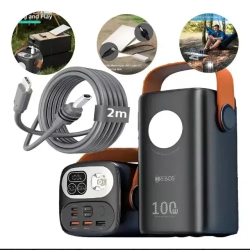 Power Bank 60.000mah 100w Carregador P / starlink Mini Preto + Cabo 2 Metros