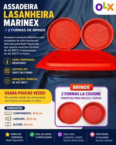 Assadeira Lasanheira Marinex + 2 Formas La Cousine | Frete Grátis