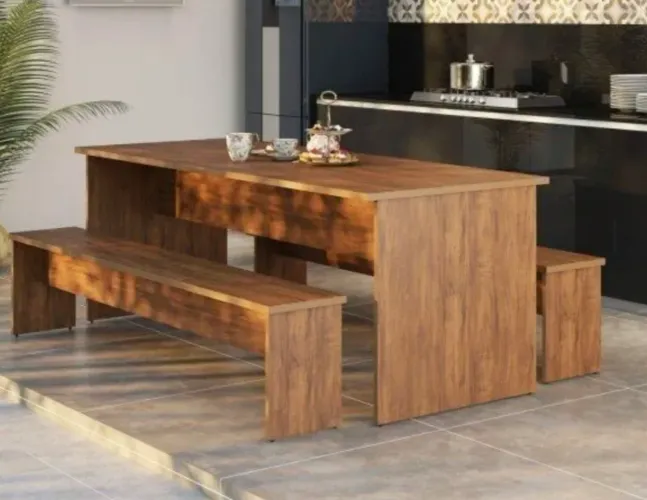 Conjunto Mesa e 2 Bancos Festivo Life Espresso Móveis