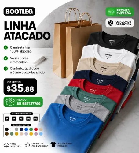 Camisetas 100% algodão varia cores e tam