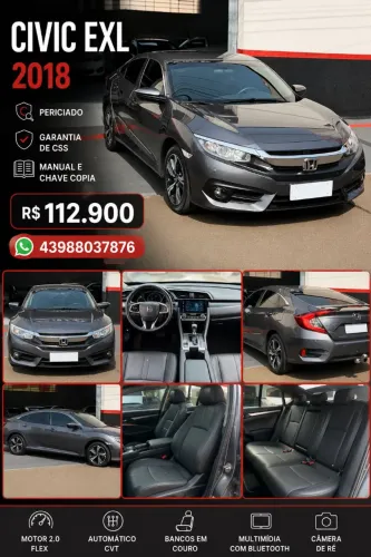 Honda Civic Sedan EXL 2.0 Flex 16V Aut.4p 2018