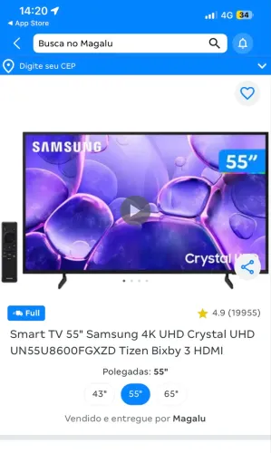 Televisão 55 polegadas da Samsung