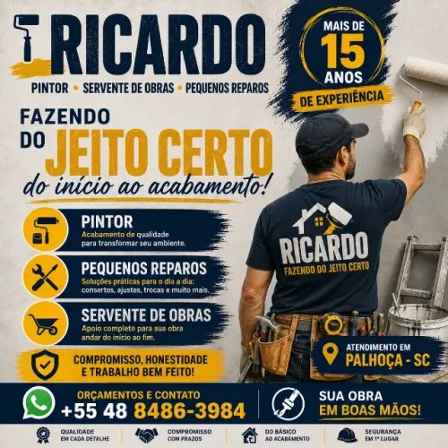 Pintor, ajudante de pedreiro e pequenos reparos.