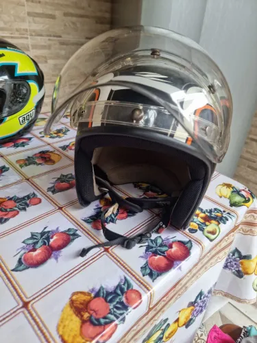 Capacete usado  Zeus Zs 380H Preto e  laranja  tamanho 58
