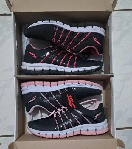 2 Tênis feminino bico fino preto com rosa