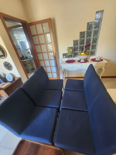 6 cadeira linho azul novinhas