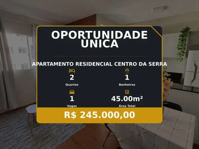 Exclusivo apartamento no Residencial Centro da Serra com churrasqueira e academia!