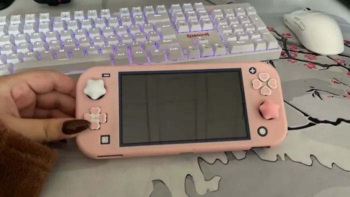 Nintendo Switch Lite Azul (Desbloqueado) Com Capinha Rosa