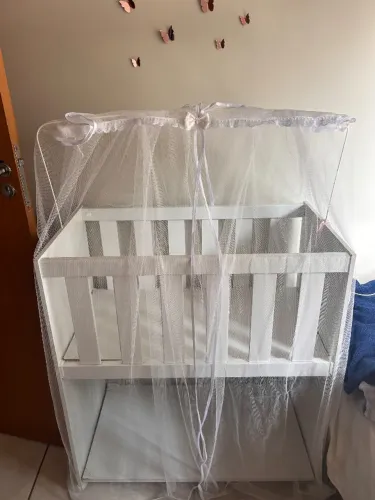 Mini berço completo com colchão, Mosquiteiro, Varão e Lençol