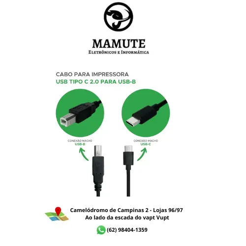 Cabo Usb-c Type C Para Usb 2.0b 2m 2 Metros Usb-c Impressora