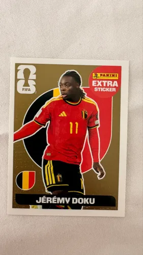 Figurinha Legend - Copa do Mundo 2026 - Jeremy Doku - Bélgica - Ouro - Original
