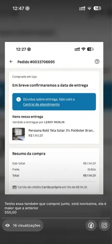 Persiana para sala/quarto semi nova