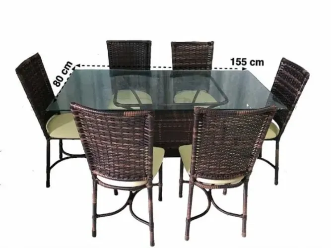 CONJUNTO DE JANTAR FORTALEZA COM 6 CADEIRAS BAIXAS