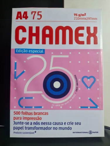 Papel A4 75 210x 297 Chamex 500 folhas brancas.