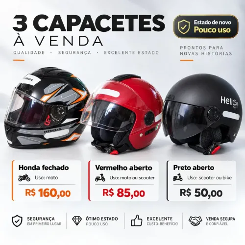 Desapego de capacetes, escolha o seu