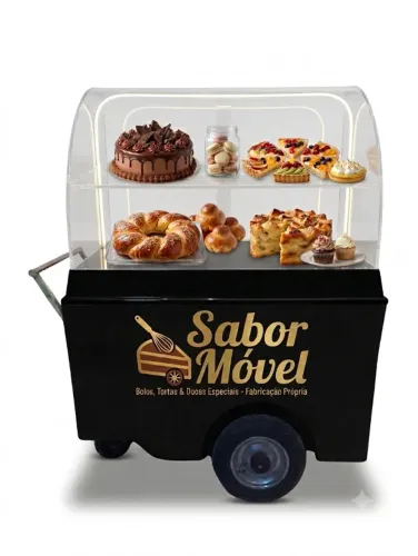 Carrinho Térmico para Bolos, Tortas e Doces com Vitrine