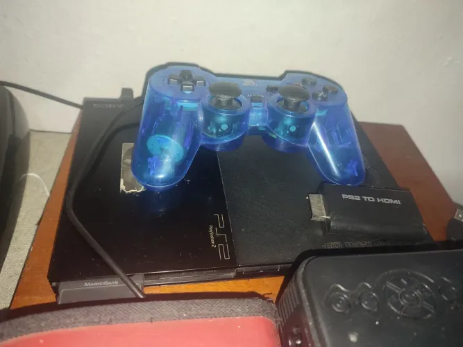 PS2 renovado, 1 Memory Card, 1 Controle, Cabos