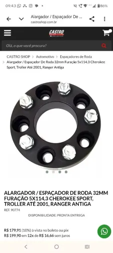 Alargadores para Ranger, Troller, Jeep, Nissan