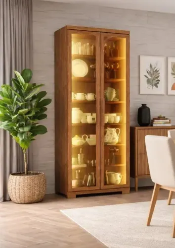 Cristaleira 2Ptas Vidro C/7Prateleiras C/LED 79Cm. Produto Novo Direto de Fábrica.
