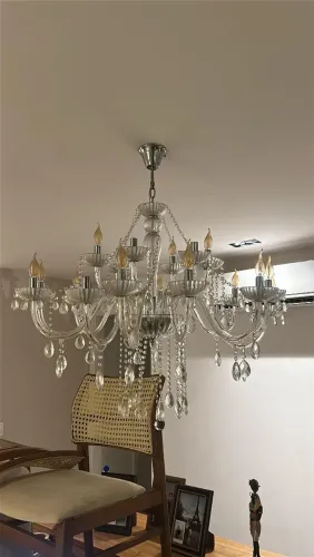 Lustre Candelabro Cristal K9 legítimo 12 braços classico top
