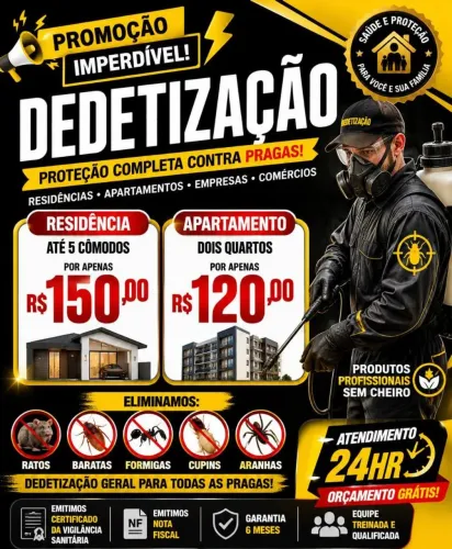Dedetização residência 150 apartamento 120
