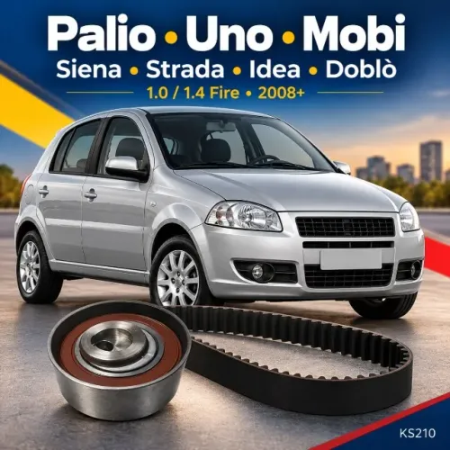 Kit Correia Dentada e Tensor Fiat Palio Uno Mobi Siena Strada Fire KS210 - Novo