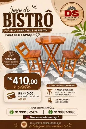 Jogo de Mesa Alta com Banqueta