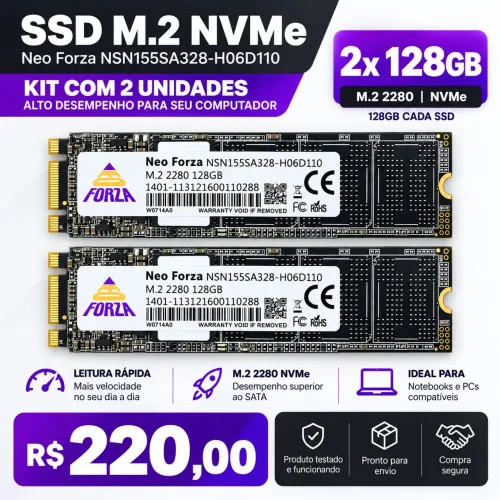 Kit dois SSD nvme m2 156GB
