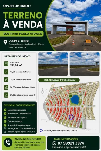Vendo terreno em condomínio - Paulo Afonso