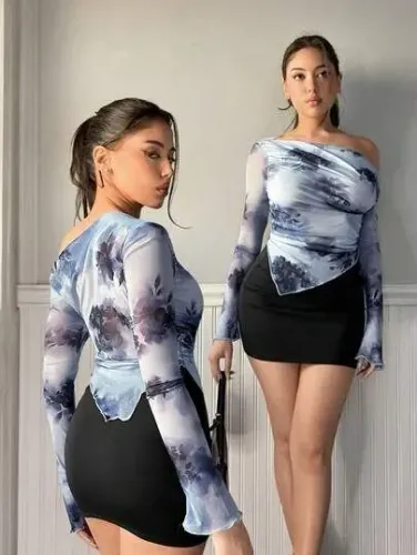 blusa manga longa floral