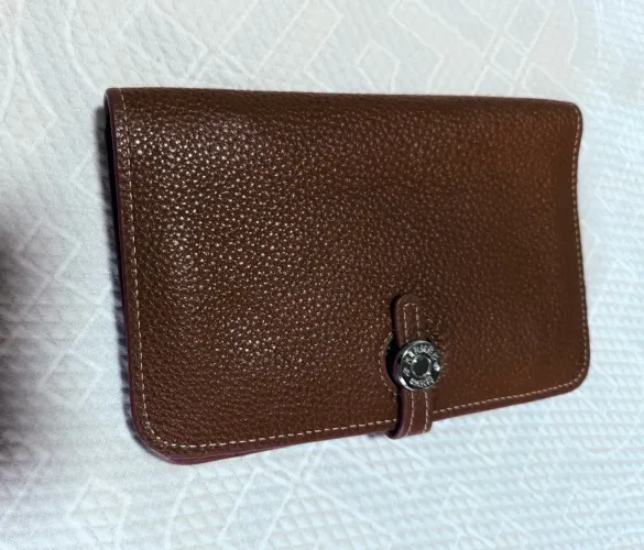 Carteira de couro legítima Hermes linha Premium