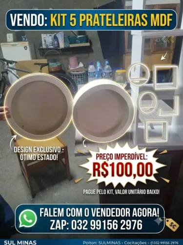 5 Prateleiras de MDF 