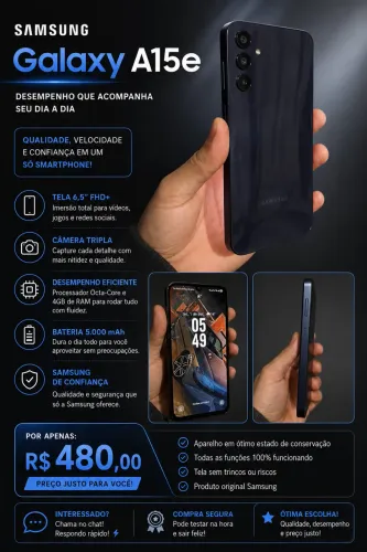 Samsung Galaxy A15e 128GB Azul - Excelente Estado | R$ 480