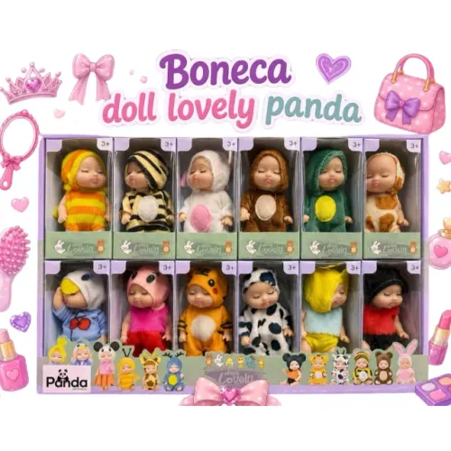 Kit 6 Bonecas Doll Lovely Panda Colecionáveis Com Fantasias Fofas Infantil