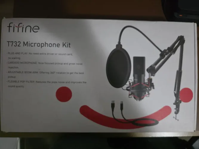 Kit Microfone Condensador Fifine T732 USB - Completo com Braço Articulado - Semi-novo