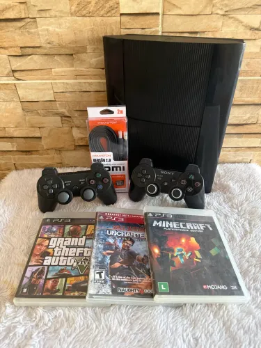 PlayStation 3 Super Slim 250GB com 2 controles + 3 Jogos físicos ( faço envio )