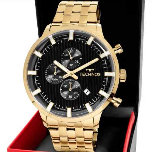 Relógio Technos Masculino Cronógrafo Dourado - Original
