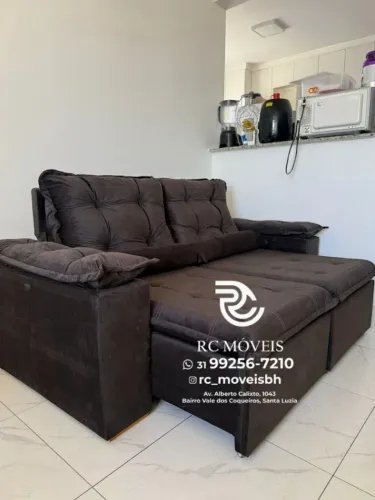 Sofá Retrátil e Reclinável 2m pillow 16cm  - revestimento veludo