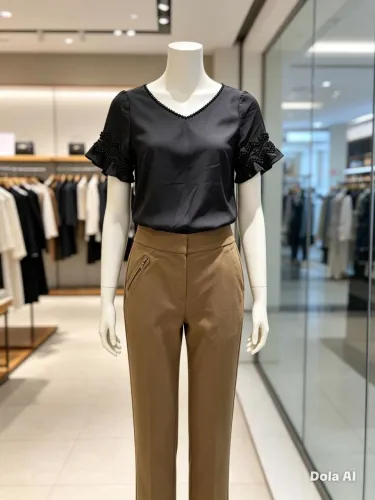 Calça em viscose e elastano, cor Ferrugem P - Nova
