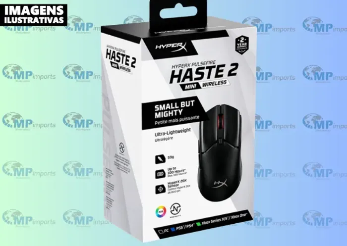 Loja MP Imports: Mouse HyperX Pulsefire Haste 2 Mini, 26000DPI, 6 Botoes, Wireless, Preto