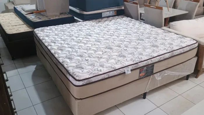 Cama box super king size colchão castor molas ensacadas bambu espuma d33
