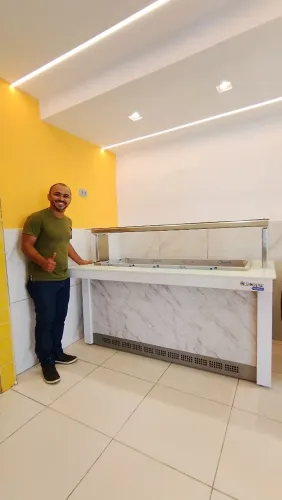 BUFFET SELF SERVICE REFRIGERADO 1.75 METRO LINHA VITRA GELOPAR