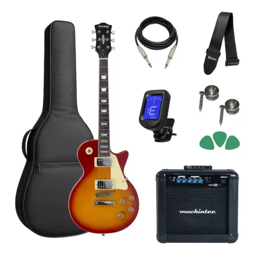 Guitarra Les Paul Sunburst Completa + Caixa Amplificada + Acessórios (Tudo Novo Na Caixa)