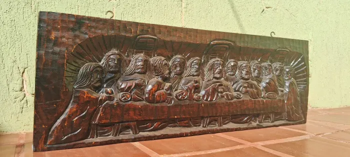 Quadro Santa Ceia de madeira