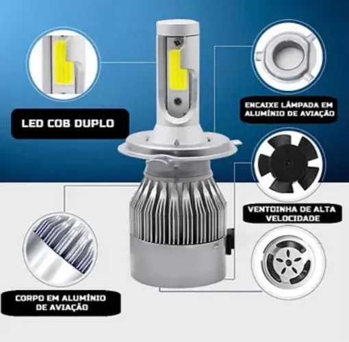 Kit Par Lâmpada Automotiva H11 Super Led Efeito Xenon