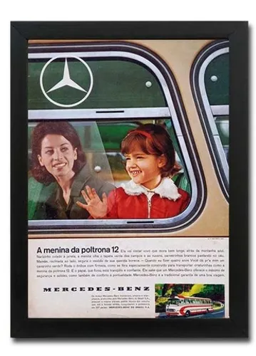 Ônibus Mercedes antigo - Quadro decorativo com propaganda original de revista