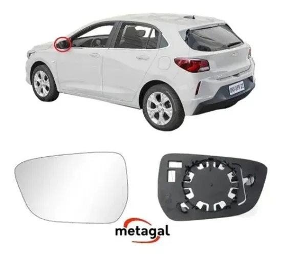 Lente Retrovisor Chevrolet Onix 2020 - L Esquerdo - Lente C/ Placa - Metagal