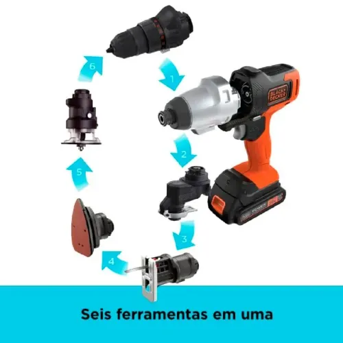 JOGO DE FERRAMENTAS 20V MAX C/ 6 CABECOTES MTX20K6A BLACK & DECKER